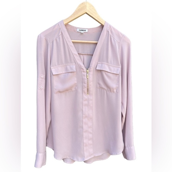 Express dusty pink Shirt size S with 2 front pockets and golden zipper. - Picture 1 of 7